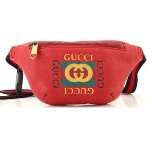 Gucci Logo Belt Bag Printed Leather Small Print, Red